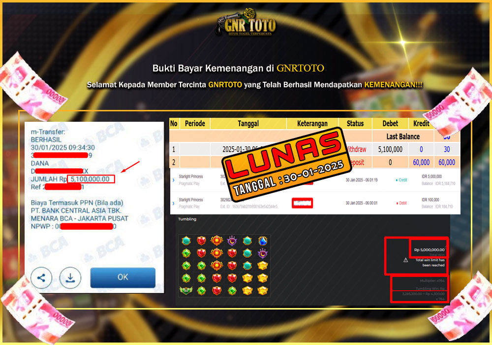 BUKTI KEMENANGAN JP MEMBER GNRTOTO SLOT ONLINE Pada Starlight Princess Pragmatic Play 